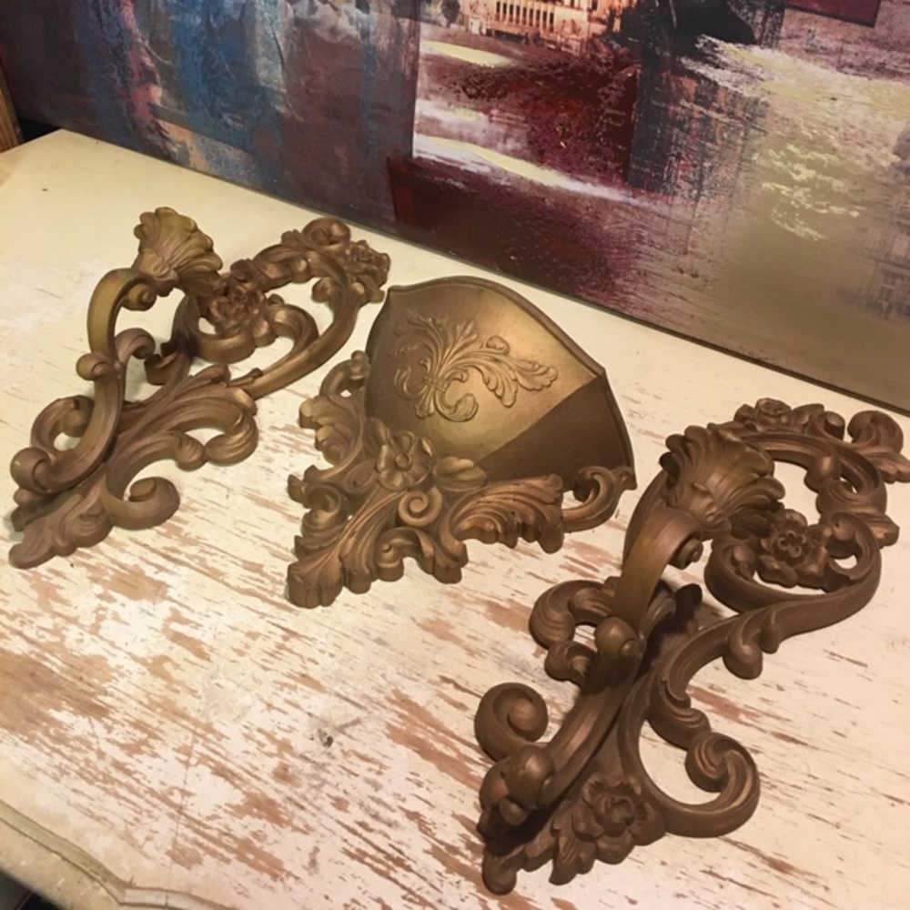 Vintage Homco Hollywood Regency Gold Wall Decor Lot